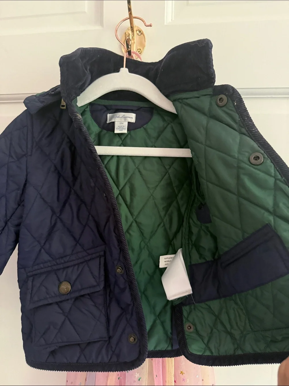 Ralph Lauren Quilted Navy Jacket Baby boy 12 months
